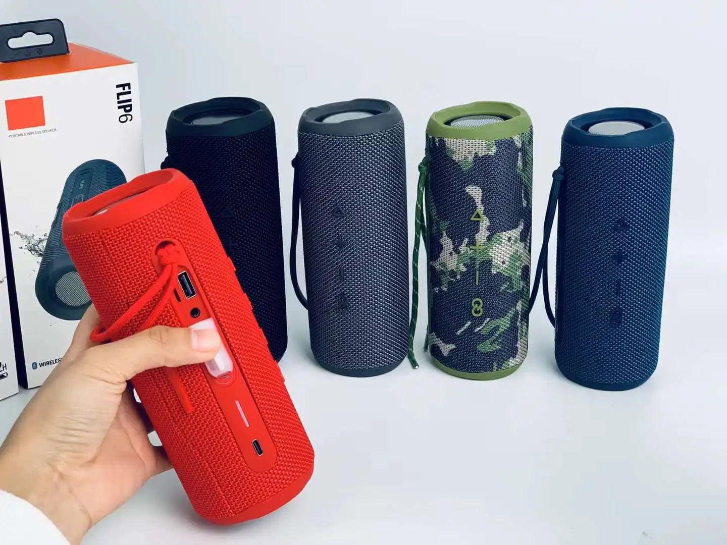 EONKO FLIP6 Portable Stereo Wireless Bluetooth Speaker with TF USB FM AUX Handsfree TWS Power Bank Type C Charging