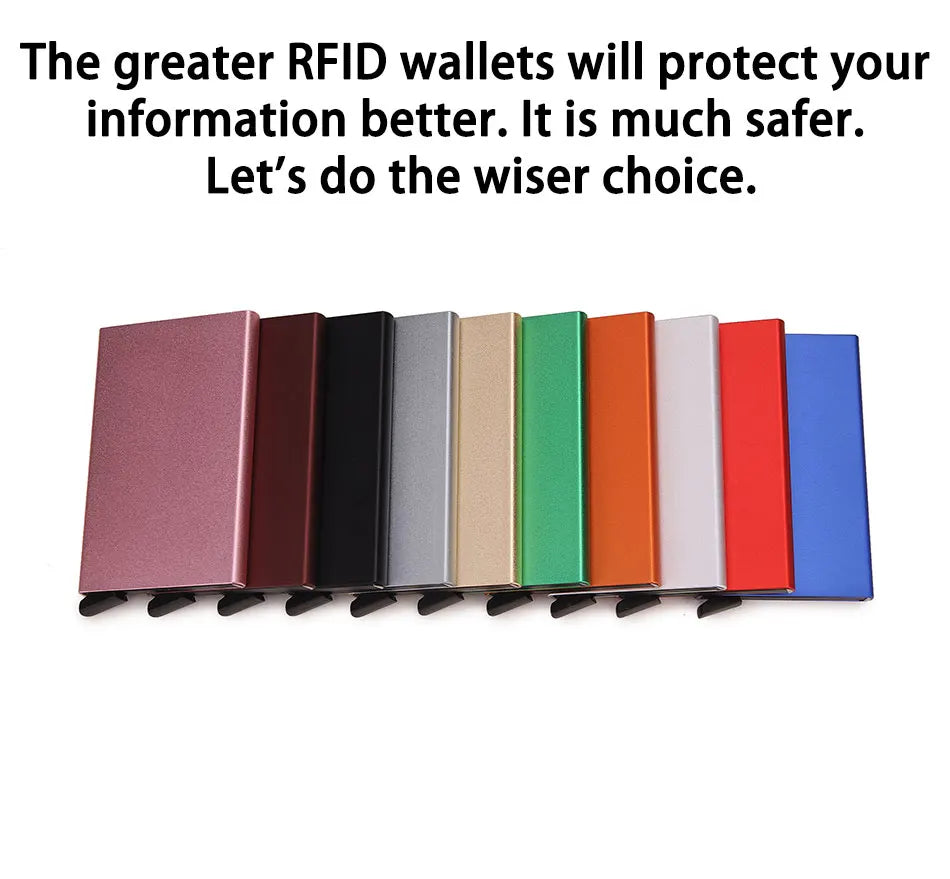 Tarjetero RFID de aluminio metálico, minibilleteras minimalistas y delgadas para hombre y mujer, tarjetero de negocios para hombre y mujer