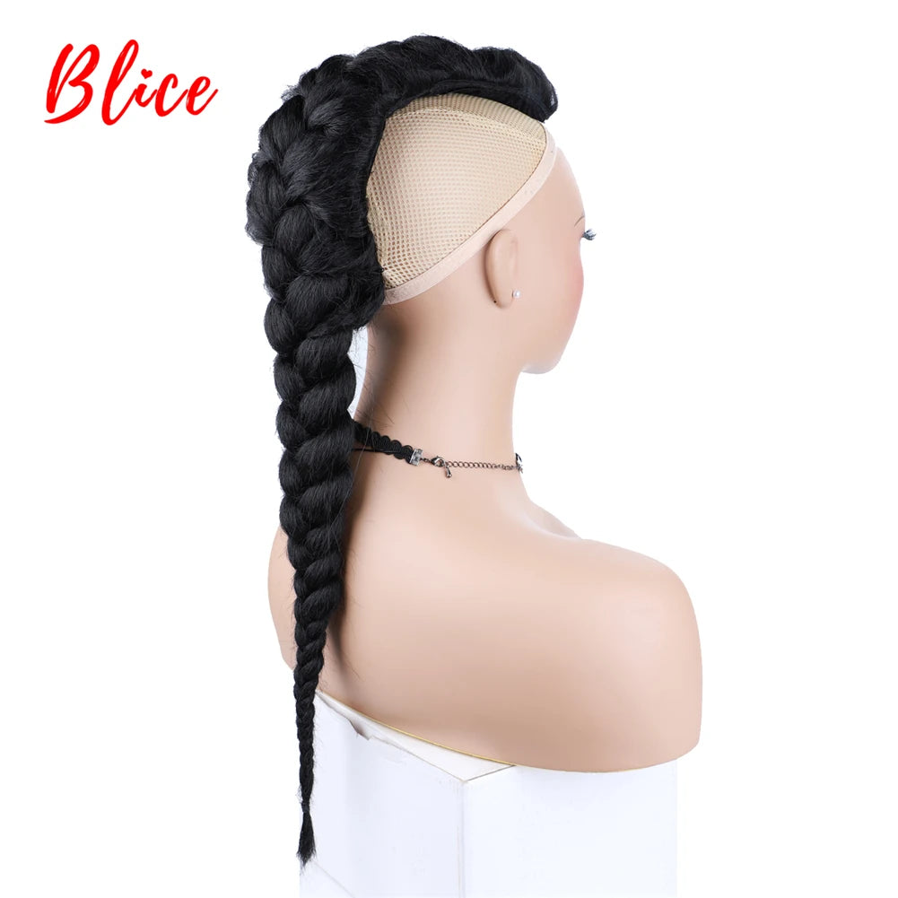 Rabo de cabelo com trança 75cm textura afro kinky straight