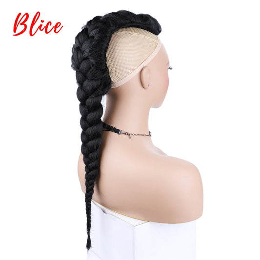 Rabo de cabelo com trança 75cm textura afro kinky straight