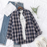 Casual Women's Plaid Shirt 2025 Spring Autumn New Ladies Loose Blouse and Tops Female Long Sleeve Shirts Fresh Checked Clothes