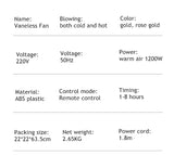 Bladeless Electric Tower Fan with Cold & Warm Air Cooling Standing Air Conditioner Heater with Timer Remote Control