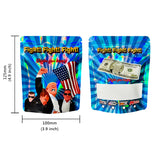 Holográfico Mylar Zip Lock Bags, Discurso da Eleição Presidencial Americana, Gráfico Engraçado Mylar Bolsas, Luta Trump 2024, 100PCs, 3.5g