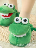 Pantuflas de invierno 2022 para hombre y mujer, con abertura en la boca, de cocodrilo, de algodón, con diseño de animal 