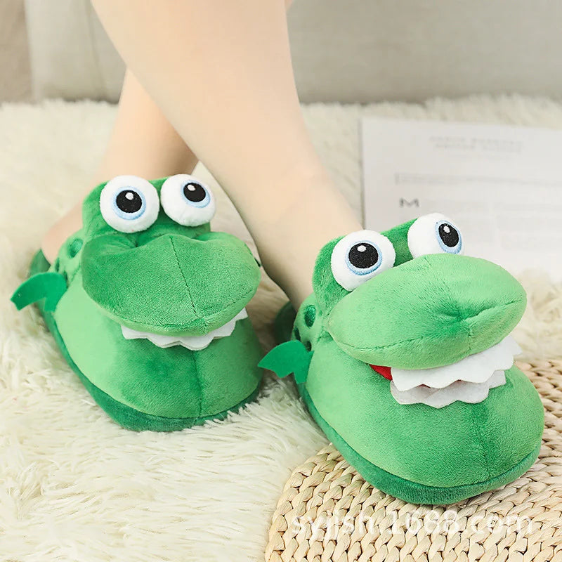 Men Women Slipper 2022 Winter Mouth Opening Home Slipper Shoes Crocodile Slippers Cute Spoof Cotton Animal Shoes 