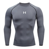 Homens correndo compressão camiseta mangas compridas esporte t ginásio de fitness moletom masculino jogging treino homme camisa atlética topos