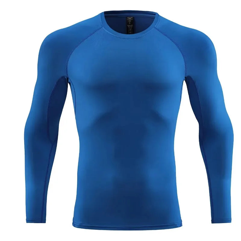 Men Long Sleeve Slim Tops Sports T-shirts Gym Fitness Compression T-shirt Running Shirt Football Outdoor Jogging Tight Quick Dry 