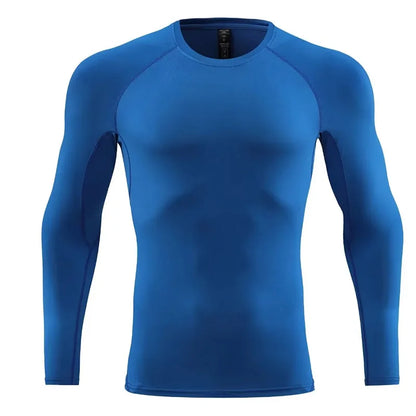 Men Long Sleeve Slim Tops Sports T-shirts Gym Fitness Compression T-shirt Running Shirt Football Outdoor Jogging Tight Quick Dry 