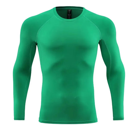 Men Long Sleeve Slim Tops Sports T-shirts Gym Fitness Compression T-shirt Running Shirt Football Outdoor Jogging Tight Quick Dry 