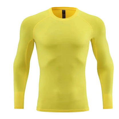 Men Long Sleeve Slim Tops Sports T-shirts Gym Fitness Compression T-shirt Running Shirt Football Outdoor Jogging Tight Quick Dry 