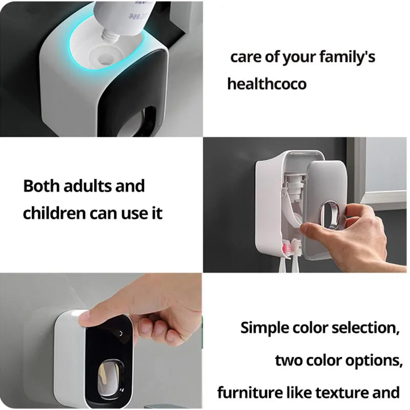 Waterproof Toothpaste Squeezer, Automatic Toothpaste Dispenser, Wall Mount, Bathroom Accessories, Toothbrush Holder, 1Pc 