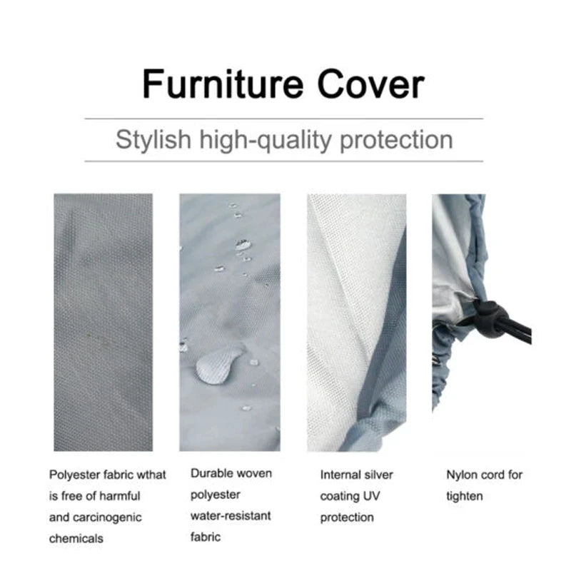 Impermeável Rain Cover para Mesa e Cadeira, Oxford Cloth, Silver, Garden Patio, Móveis Dust Cover, Mesa e Sofá, 68 Tamanhos
