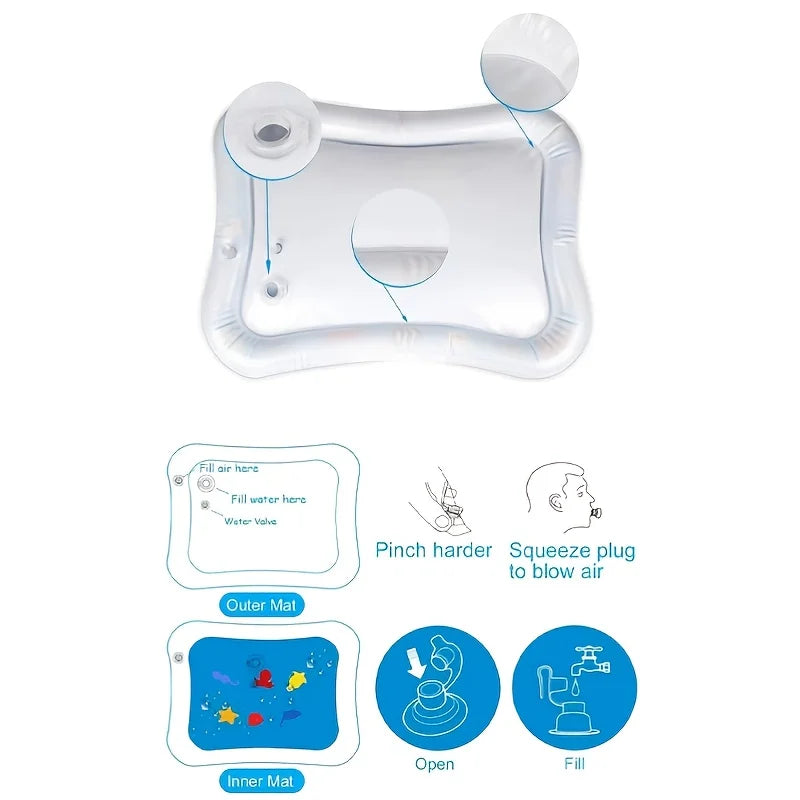 Colchoneta inflable boca abajo Infinno, juguetes premium para bebés, colchoneta de juego acuático para bebés y niños pequeños 
