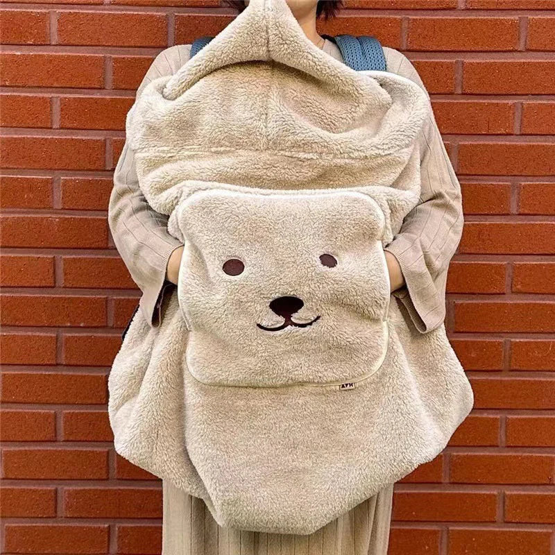 Manta de peluche de oso de dibujos animados para bebé, manta resistente al viento para cochecito, manta portátil y cálida para viajes al aire libre. 