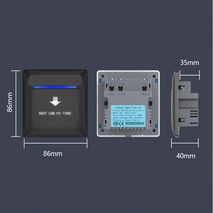 Interruptor de Economia de Energia para Hotel, Cartão IC, 15S Time Delay, Tensão Larga, 80V-240V, 8800W, 40A, 3 Linhas, 13.56M, 1PC