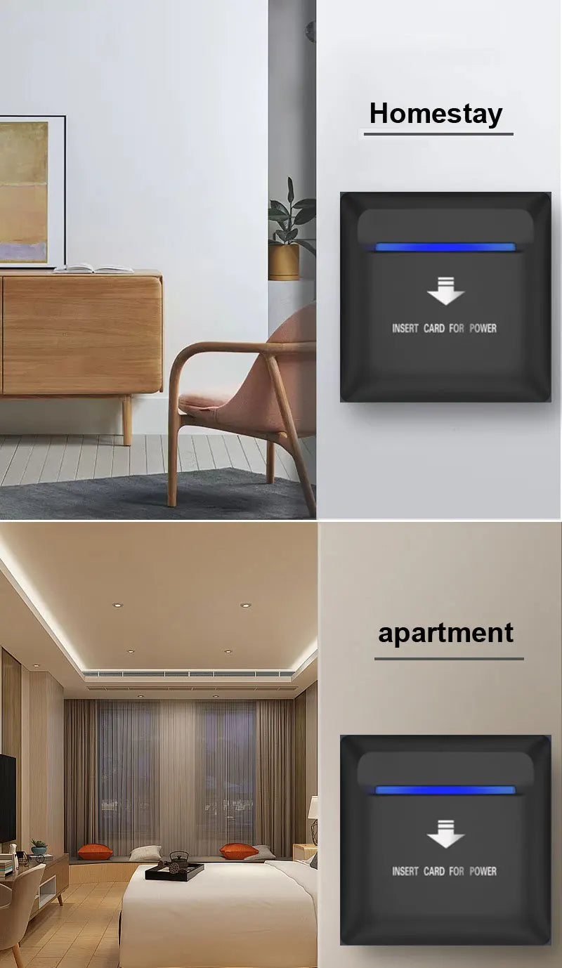 Interruptor de ahorro de energía para hotel, tarjeta IC, retardo de 15 s, amplio voltaje, 80 V-240 V, 8800 W, 40 A, 3 líneas, 13,56 m, 1 unidad 