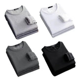 Men's Winter Long Sleeve Thermal Underwer T-shirt Fleece Bottoming Shirt Round Neck Fashion Plus Velvet Padded T-shirt 