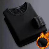 Men's Winter Long Sleeve Thermal Underwer T-shirt Fleece Bottoming Shirt Round Neck Fashion Plus Velvet Padded T-shirt 