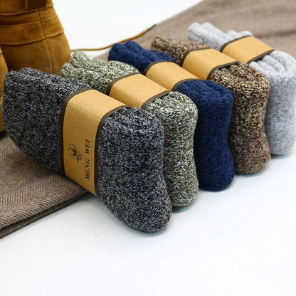 Winter Men's Merino Wool Socks Super Thick Warm High Quality Harajuku Retro Snow Casual Antifreeze Cashmere Socks Male 3 Pair 