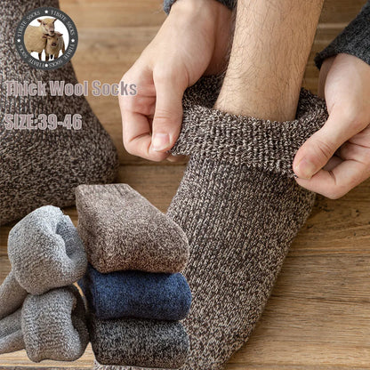 Winter Men's Merino Wool Socks Super Thick Warm High Quality Harajuku Retro Snow Casual Antifreeze Cashmere Socks Male 3 Pair 