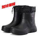 Winter Windproof Cotton Rain Boots Men Light Warm Ankle Rain Boots Fashion Black Slip On Rain Shoes Men Waterproof Work Boot2024 