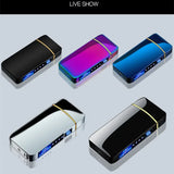 Electric Windproof Metal Double Arc Plasma Flameless Lighter, USB Rechargeable Lighter, LED Power Display, Touch Sensor Lighters 