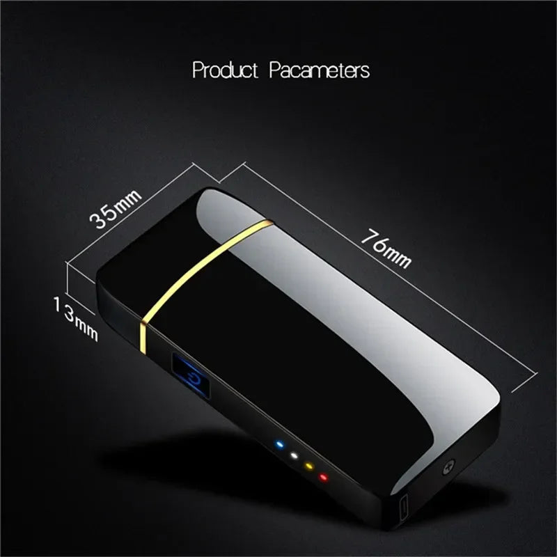 Electric Windproof Metal Double Arc Plasma Flameless Lighter, USB Rechargeable Lighter, LED Power Display, Touch Sensor Lighters 