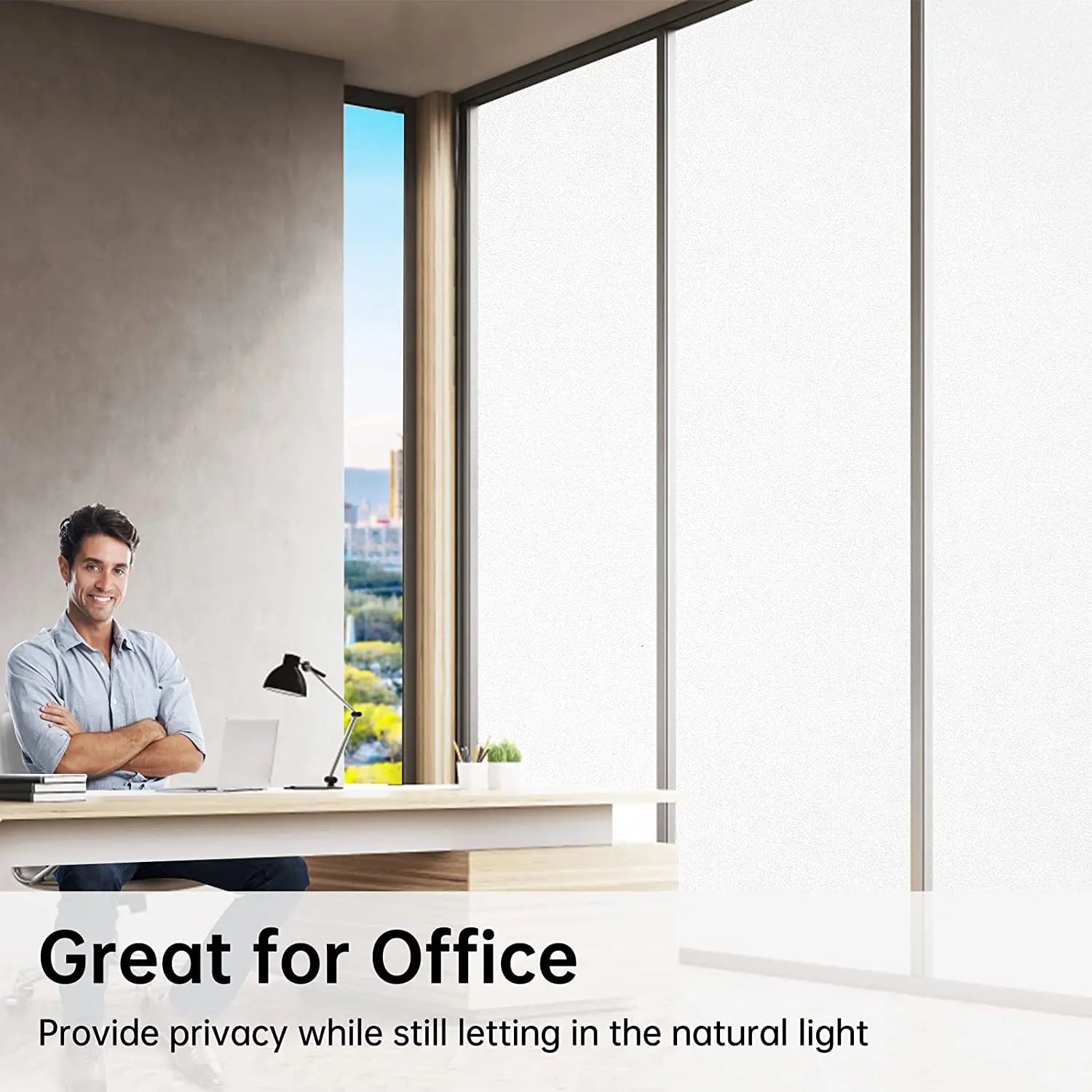Película de privacidad para ventanas, esmerilada, no adhesiva, anti-UV, estática, para el hogar, la ducha y la oficina, color blanco 