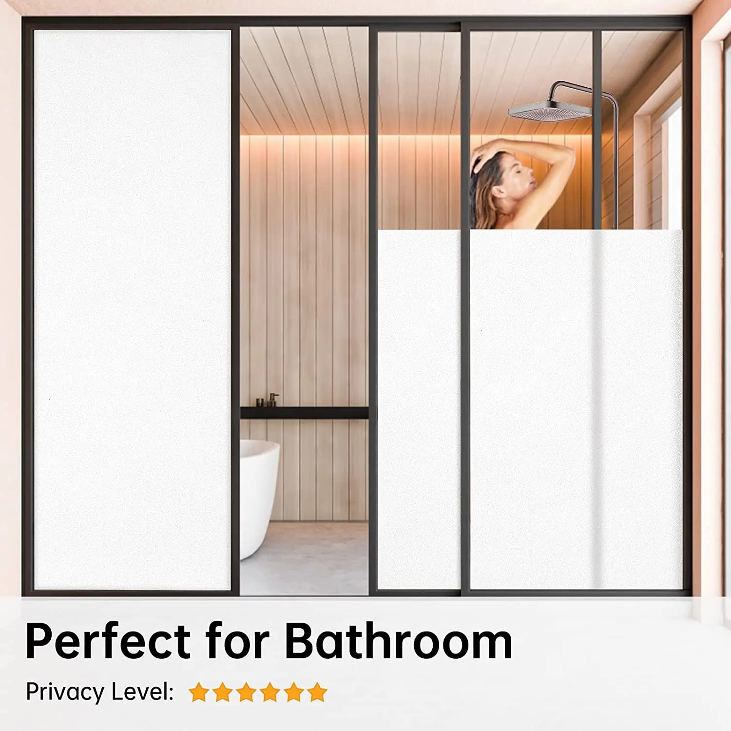 Película de privacidad para ventanas, esmerilada, no adhesiva, anti-UV, estática, para el hogar, la ducha y la oficina, color blanco 