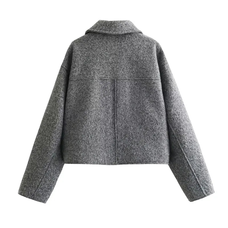 TRAF women's zip-up jacket, short coat, tweed coat, demi-season coat, new for autumn and winter 