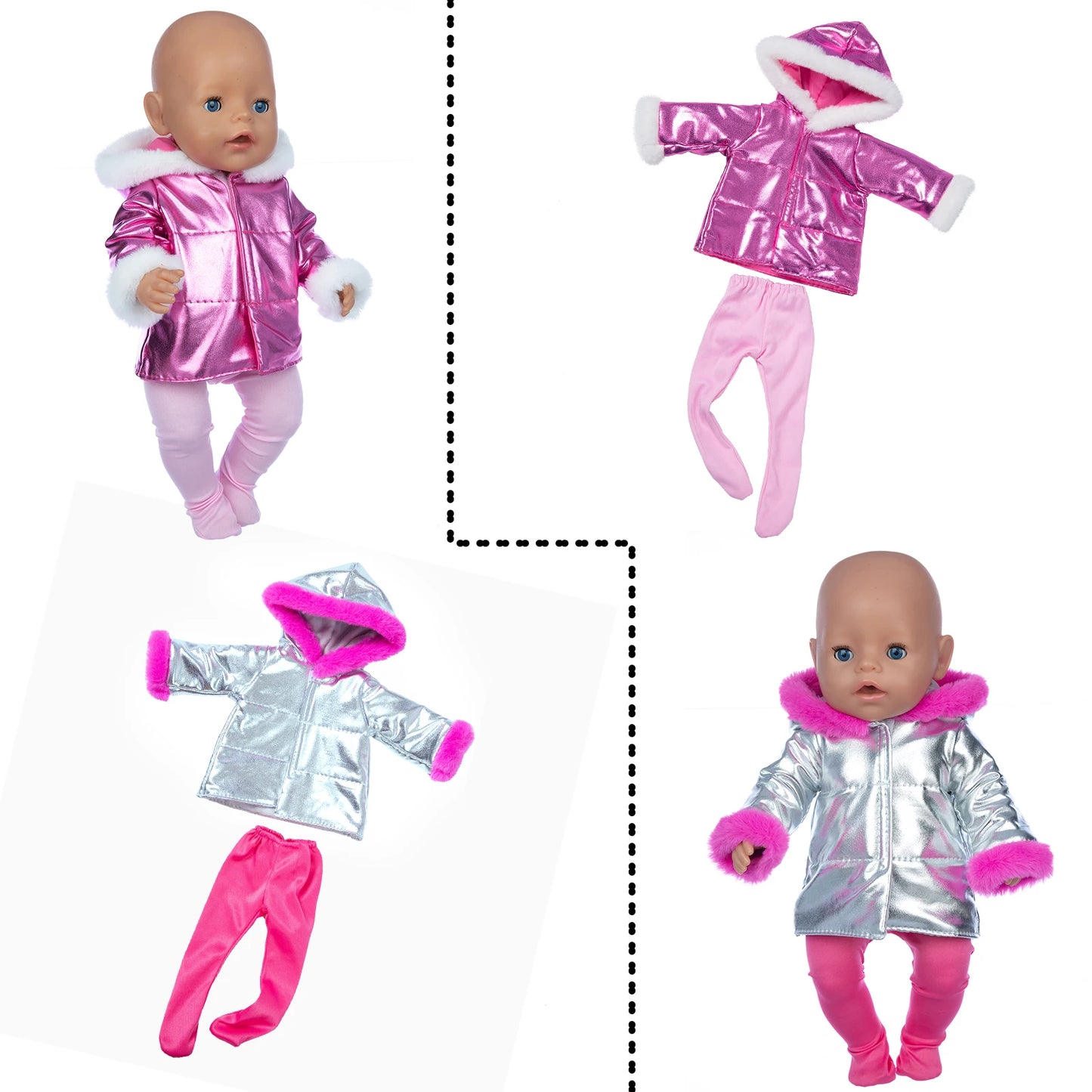 Jaqueta e Leggings Roupas de Boneca, Acessórios Boneca Reborn, Fit para 18 ", 43cm, Bebê Recém-Nascido