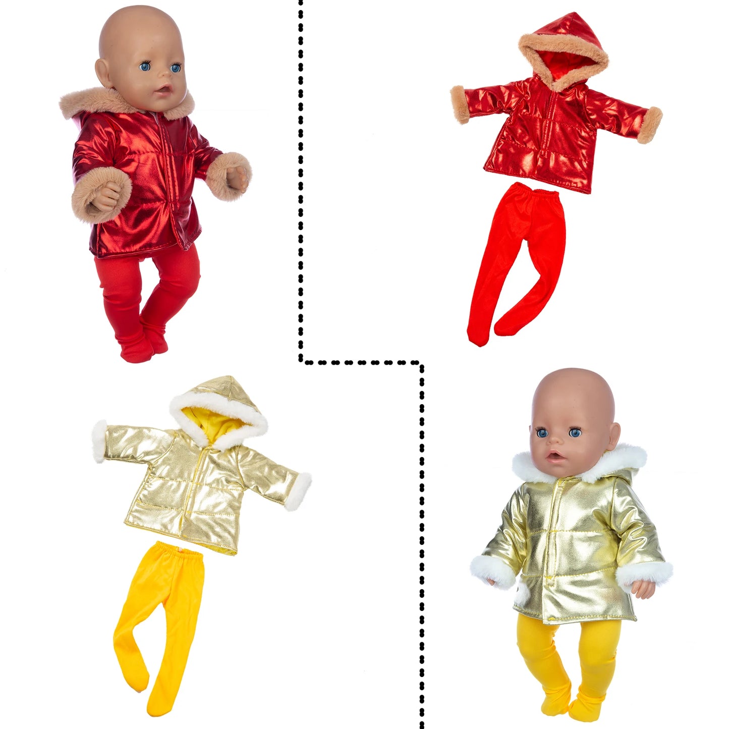 Jaqueta e Leggings Roupas de Boneca, Acessórios Boneca Reborn, Fit para 18 ", 43cm, Bebê Recém-Nascido