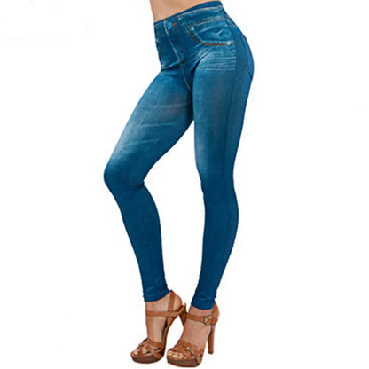 Jeans jeans multi bolsos para mulheres, calça de cintura alta, lápis elástico estampado, calça com fundo de tudo, casual