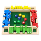 Jogo de madeira Dice Board, feche a caixa para 4 jogadores, abas e dados, interação pai-filho, entretenimento familiar