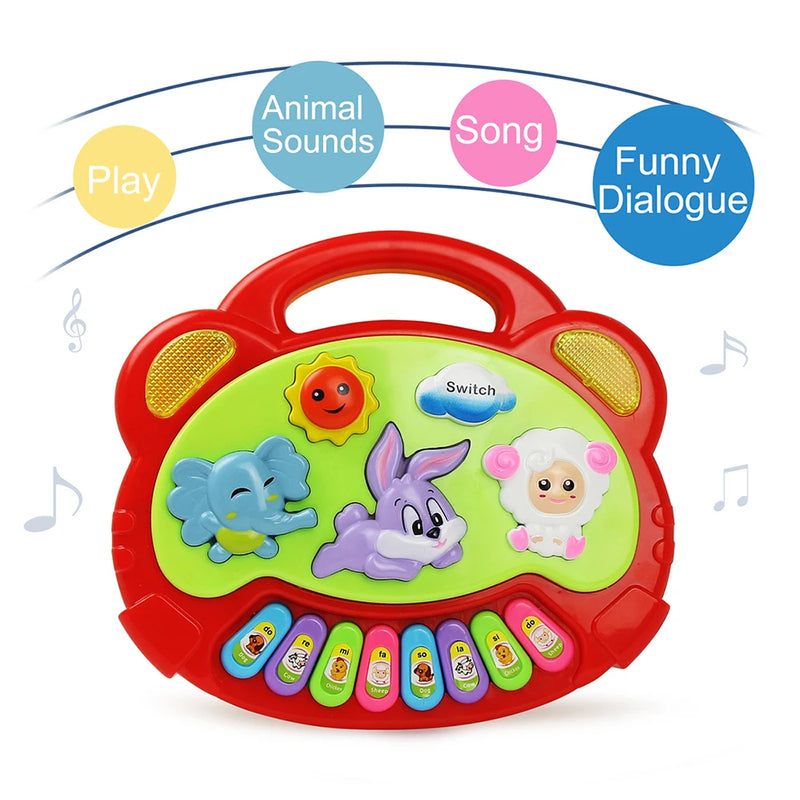 Kids Piano Keyboard Game Animal Sounds Flashing Light Music Baby Instrument Educational Toys Gifts for Children 