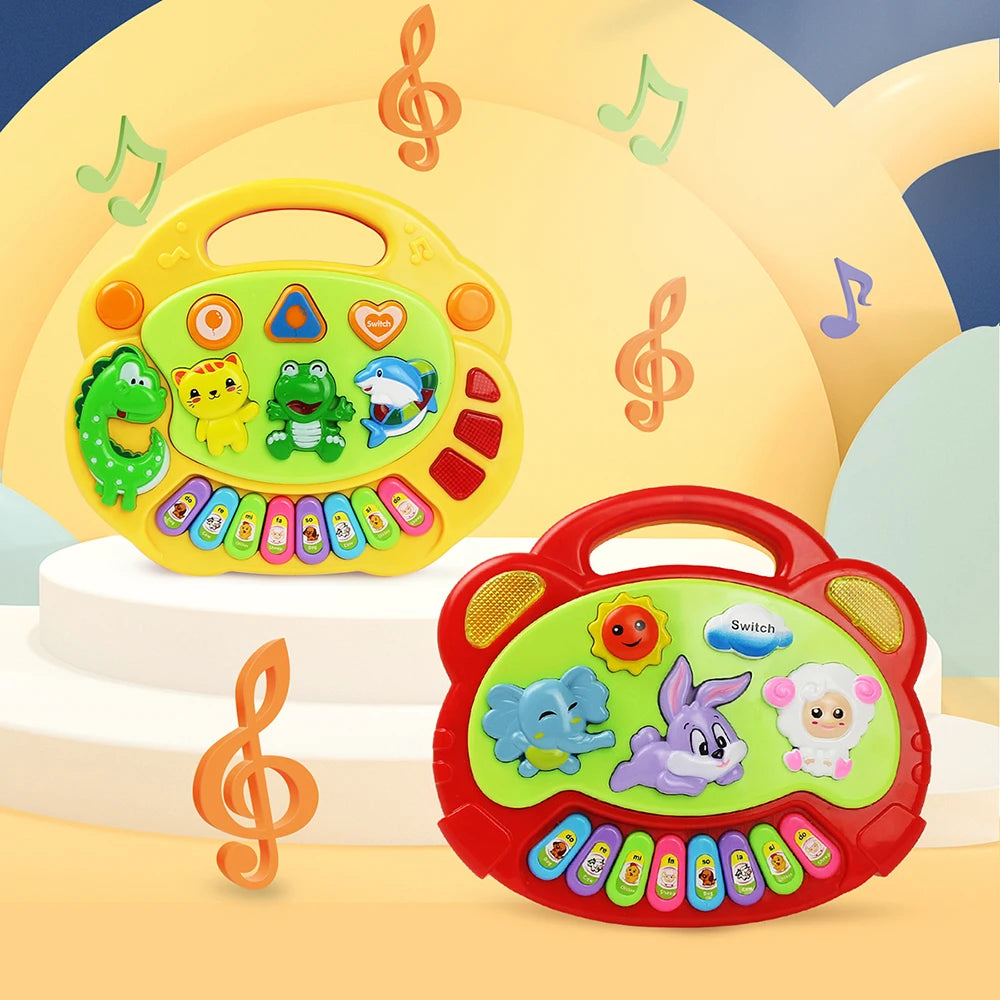 Jogo de teclado de piano para crianças, sons de animais, música leve intermitente, instrumento bebê, brinquedos educativos, presentes para crianças