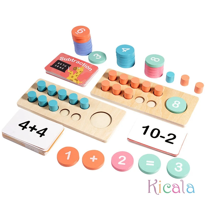 Jogos de matemática aritmética infantil, decomposição digital de madeira, jogos de matemática montessori, aprendizagem precoce, brinquedos educativos