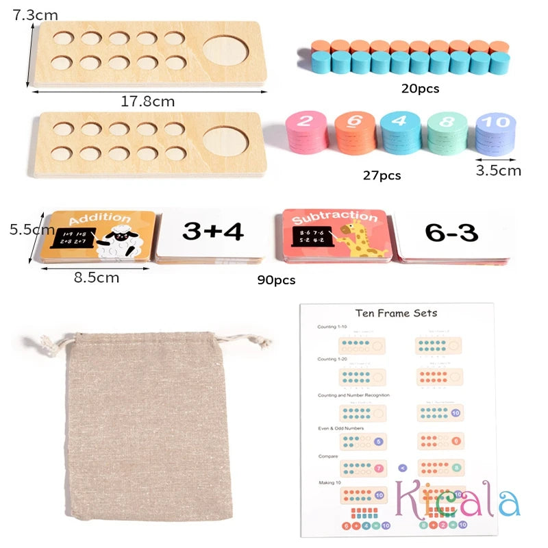Kids arithmetic math games, wooden digital decomposition, montessori math games, early learning, educational toys 