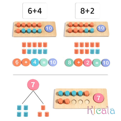 Jogos de matemática aritmética infantil, decomposição digital de madeira, jogos de matemática montessori, aprendizagem precoce, brinquedos educativos