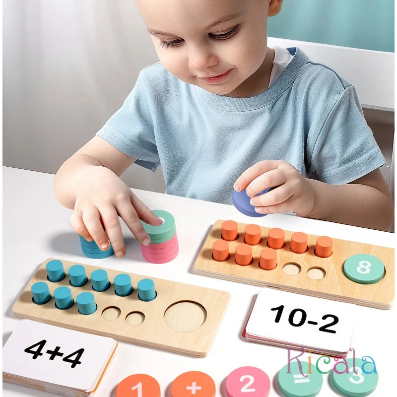 Jogos de matemática aritmética infantil, decomposição digital de madeira, jogos de matemática montessori, aprendizagem precoce, brinquedos educativos