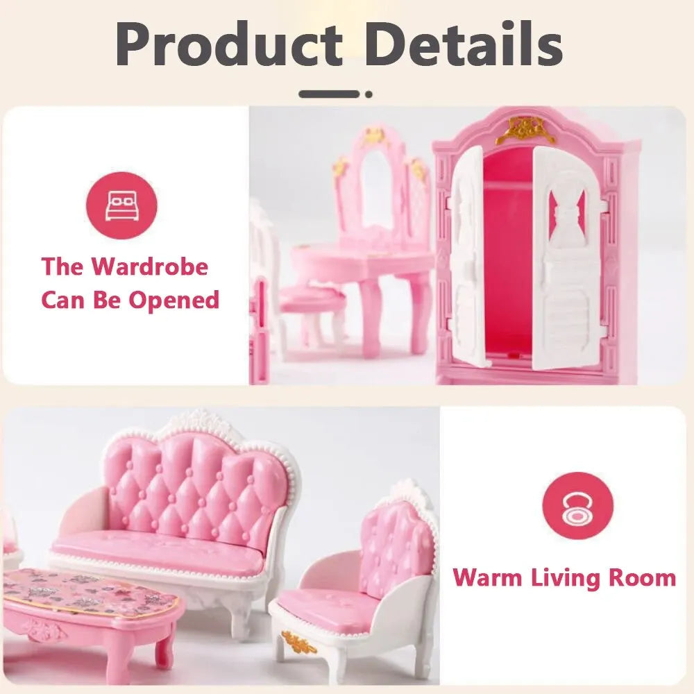 Casa de muñecas en miniatura rosa kawaii para niños, muebles, accesorios, juguetes, utensilios de cocina para niñas, regalos, 10 artículos por lote, linda oferta. 