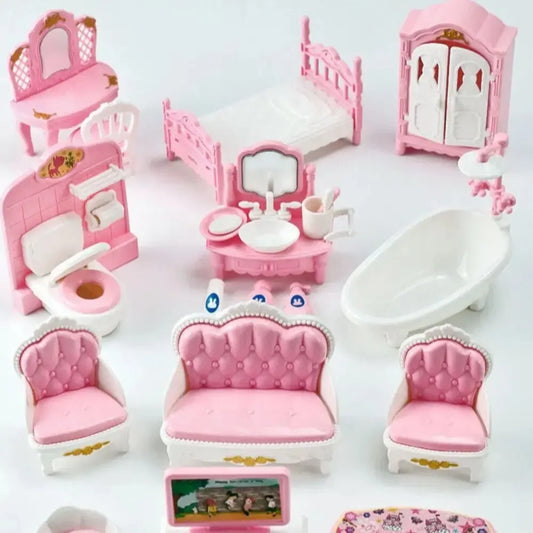 Kawaii Pink Miniature Dollhouse para Crianças, Acessório para Móveis, Brinquedos, Cozinha, Cozinhar Coisas para Menina, Presentes, 10 Itens por Lote, Bonitos, Venda Quente