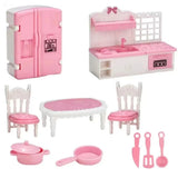 Casa de muñecas en miniatura rosa kawaii para niños, muebles, accesorios, juguetes, utensilios de cocina para niñas, regalos, 10 artículos por lote, linda oferta. 