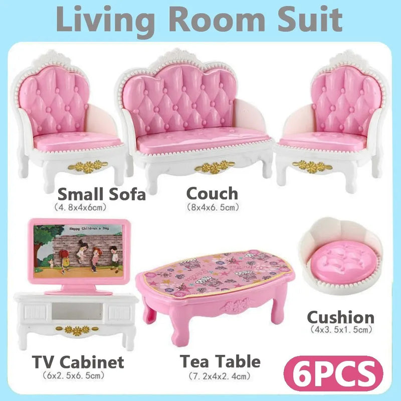 Kawaii Pink Miniature Dollhouse para Crianças, Acessório para Móveis, Brinquedos, Cozinha, Cozinhar Coisas para Menina, Presentes, 10 Itens por Lote, Bonitos, Venda Quente