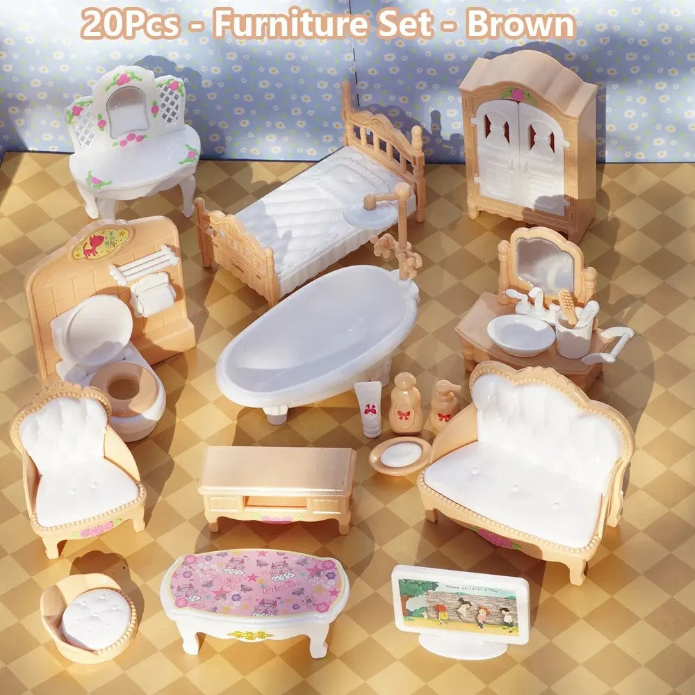 Casa de muñecas en miniatura rosa kawaii para niños, muebles, accesorios, juguetes, utensilios de cocina para niñas, regalos, 10 artículos por lote, linda oferta. 
