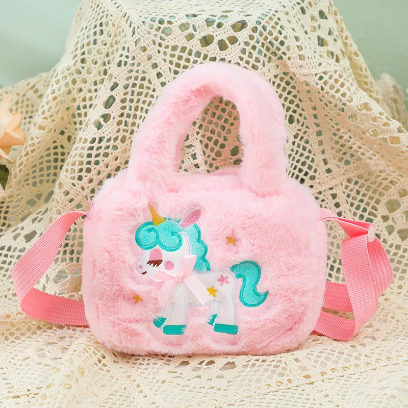 Bolso bandolera de unicornio kawaii para niños, bonito bolso de hombro de peluche, ideal para fiestas y regalos navideños. 