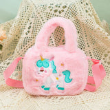 Bolso bandolera de unicornio kawaii para niños, bonito bolso de hombro de peluche, ideal para fiestas y regalos navideños. 