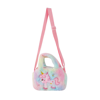 Kawaii Unicórnio Dos Desenhos Animados Saco Crossbody para Crianças, Bonito Saco De Ombro De Pelúcia, Bolsa Da Menina, Adequado para Festa, Presentes De Feriado