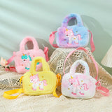 Bolso bandolera de unicornio kawaii para niños, bonito bolso de hombro de peluche, ideal para fiestas y regalos navideños. 