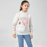 Bolso bandolera de unicornio kawaii para niños, bonito bolso de hombro de peluche, ideal para fiestas y regalos navideños. 